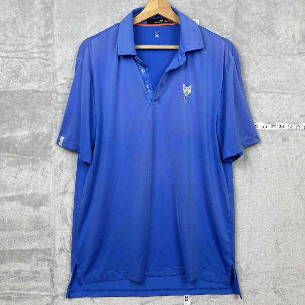RLX Ralph Lauren Golf Polo Shirt Blue Wicking Tech Size M 1886 Fox Crest Sports